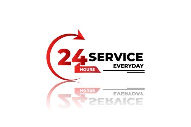 Beyaz arkaplanda günlük 24 saat servis konsepti vektör çizimi