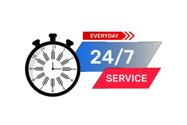 Vector Glossy Hour Days Service Clock Vector Illustration — Stock Vector