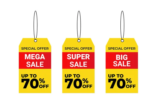Super Sale Mega Sale Big Sale Label Template Flat Design — Stock Vector