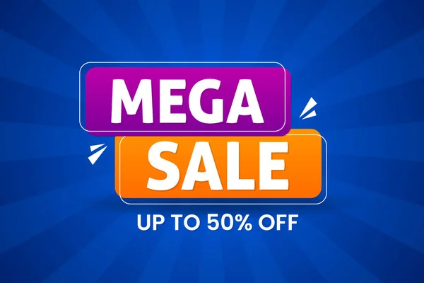 Mega Sale Colorful Banner Template Percent — Stock Vector