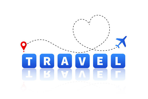 Travel concept design with plane and landmarks vector illustration.