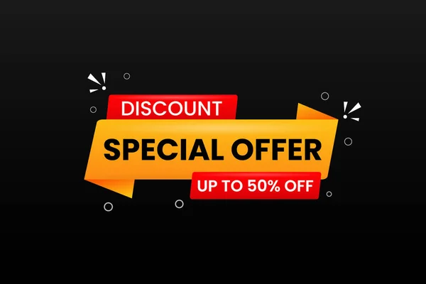 Siyah arka planda indirimli özel teklif pankartı