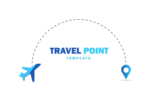 Seyahat Noktası Logo Tasarım Şablonu Uçak Kombinasyonlu Simge — Stok Vektör