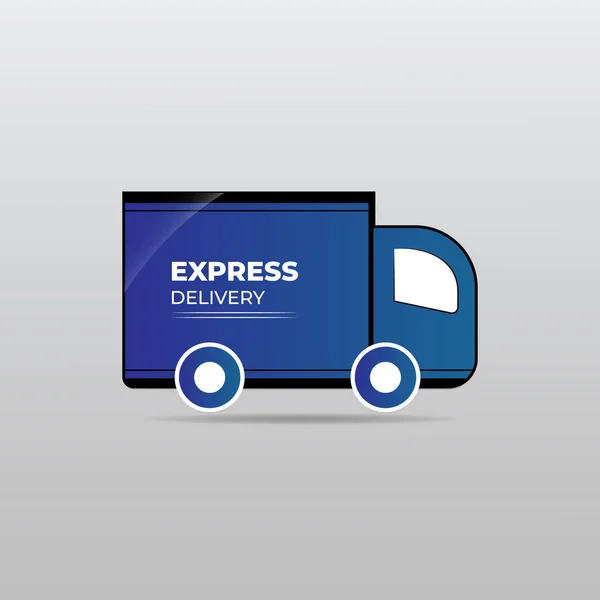 Blue Express Delivery Truck Flat Vector Illustration — Stock Vector