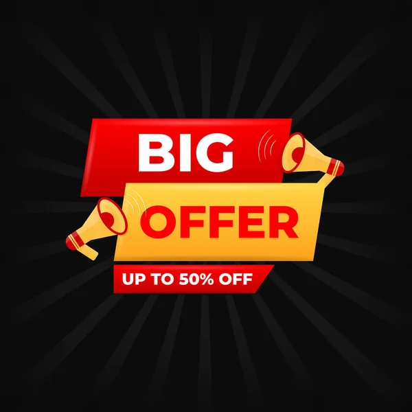 Büyük indirimli afiş tasarımı, megafonlu şablon tasarımı.