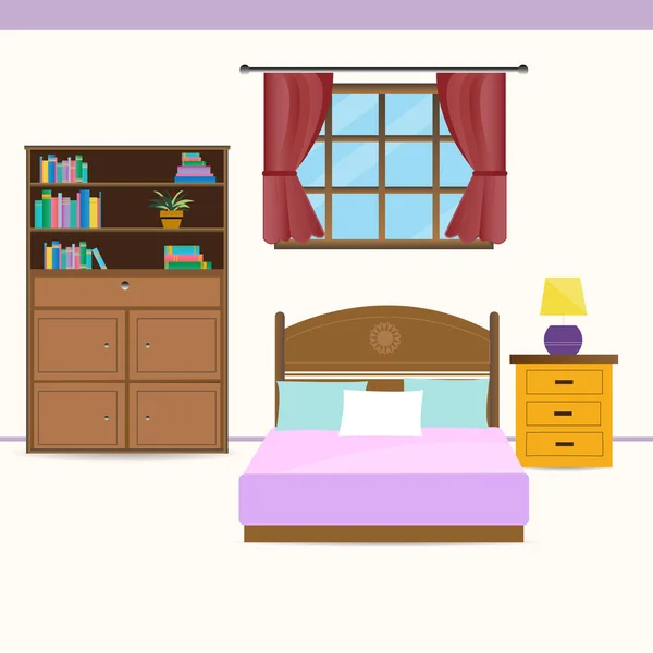Студентський Навчальний Стіл Стіл Спальня Інтер Меблів Кімнати Векторні Ілюстрації — стоковий вектор