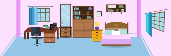 Cartoon Living Room House Interior Furniture Vector — Stock Vector