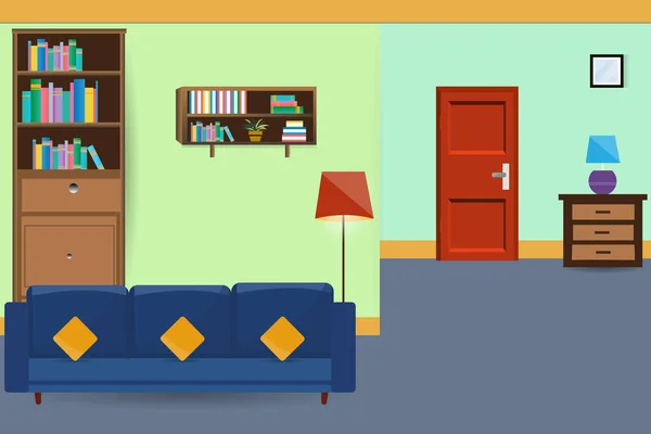 Schöne Wohnzimmer Flache Vektor Illustration — Stockvektor