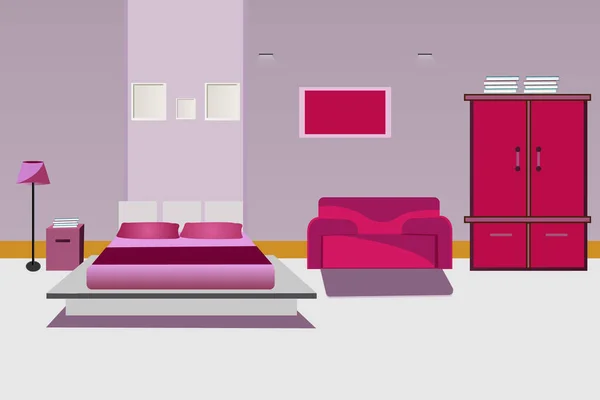 Chambre Coucher Chambre Intérieure Meubles Vectoriel Illustration — Image vectorielle