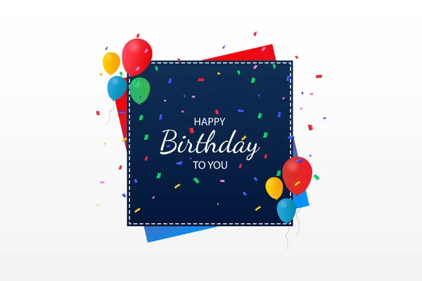 Belo Cartão Aniversário Feliz Com Vetor Balões — Vetor de Stock