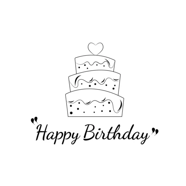 Happy Birthday Kuchen Vektor Illustration Mit Weißem Hintergrund — Stockvektor