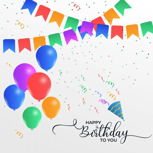 Herzlichen Glückwunsch Zum Geburtstag Goldene Und Silberne Luftballons Mit Konfetti — Stockvektor