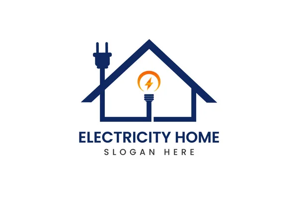 Modelo Vetor Design Logotipo Casa Eletricidade —  Vetores de Stock