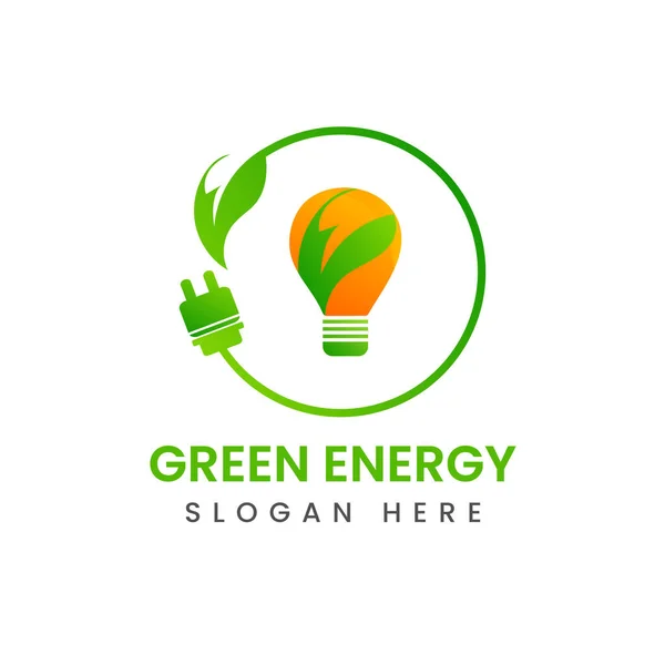 Logotipo Energia Verde Com Modelo Vetor Design Blub — Vetor de Stock