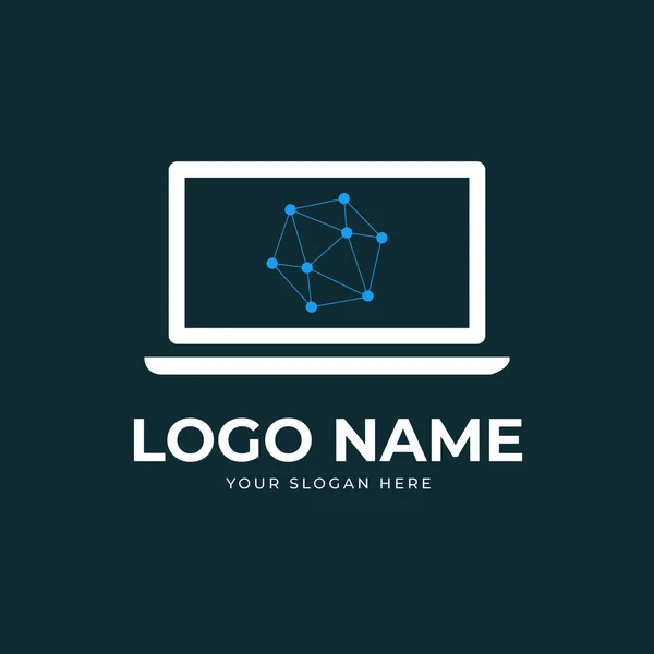 Modelo Vetor Design Logotipo Laptop — Vetor de Stock
