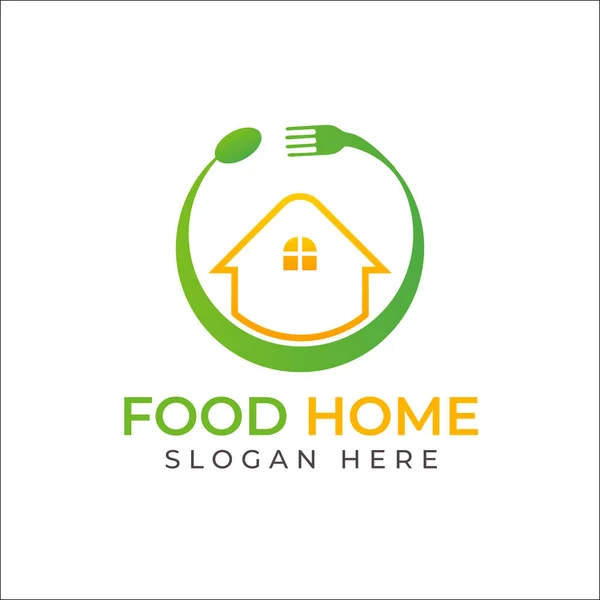 Home Food Logo Design Ristorante Casa Logo Modello — Vettoriale Stock