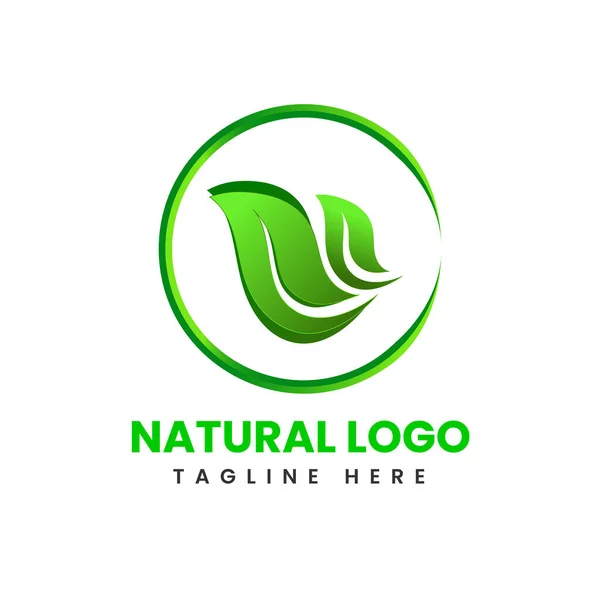Gradiente Ilustración Vector Logotipo Natural Con Color Verde — Archivo Imágenes Vectoriales