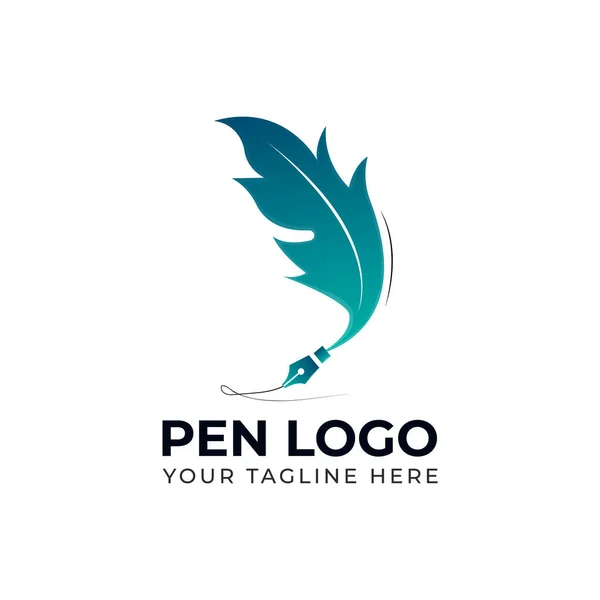 Plantilla Diseño Logotipo Pluma Degradada — Archivo Imágenes Vectoriales