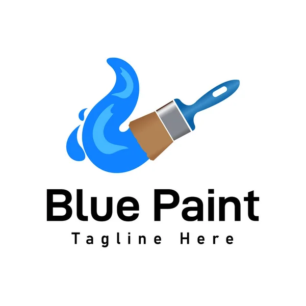 Pintura Azul Logotipo Modelo Design Vetor Ilustração —  Vetores de Stock