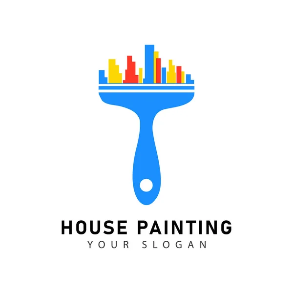 Casa Pintura Colorido Estilo Logotipo Plantilla Vector Diseño — Vector de stock