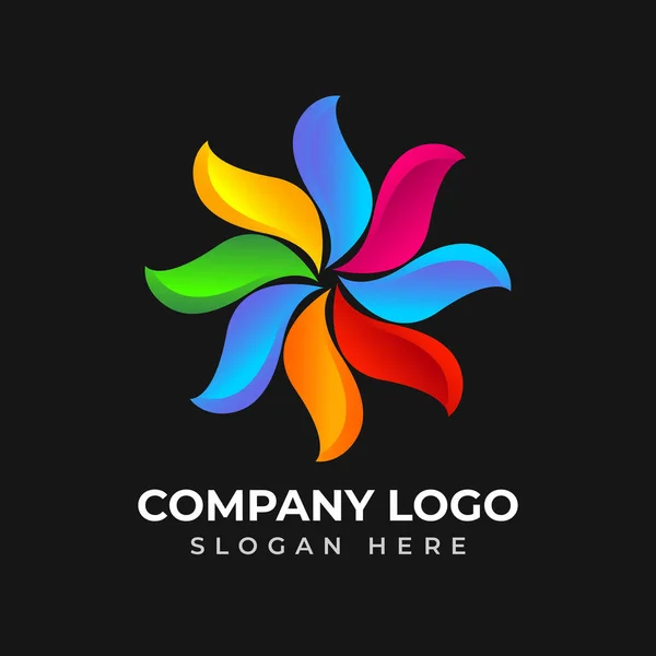 Abstrato Colorido Flor Empresa Logotipo Design Vetor — Vetor de Stock