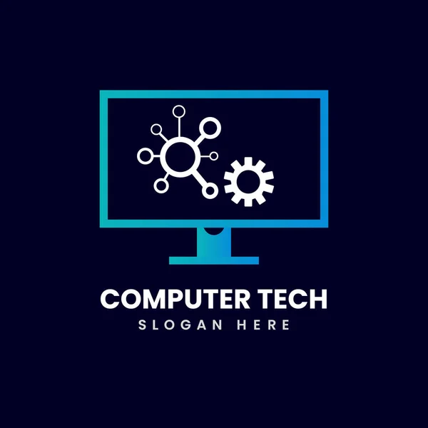 Computer Tech Colorato Logo Modello Progettazione Vettoriale — Vettoriale Stock