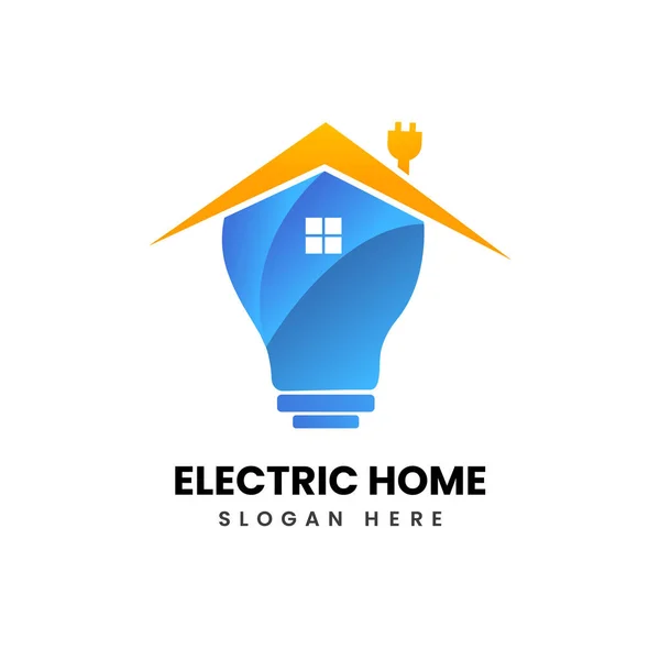 Logo Maison Électrique Avec Design Illustration Vectoriel Plug Blub — Image vectorielle