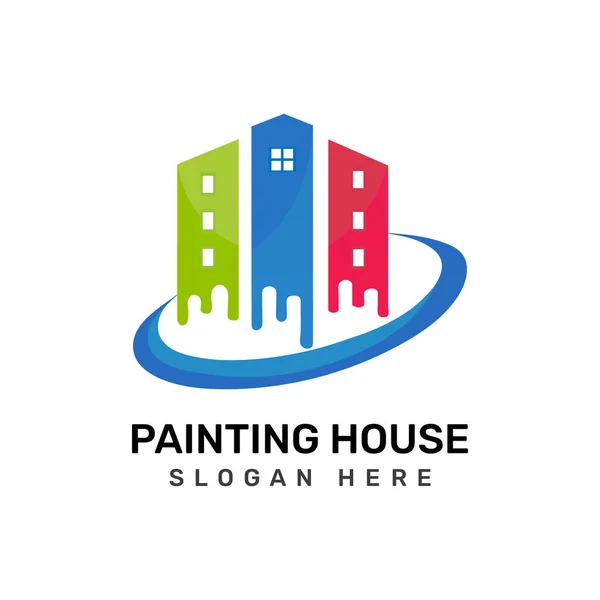 Peinture Maison Colorée Modèle Logo Design Vectoriel — Image vectorielle
