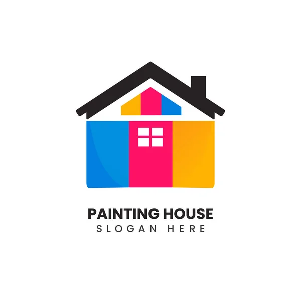 Peinture Maison Colorée Modèle Logo Design Vectoriel — Image vectorielle