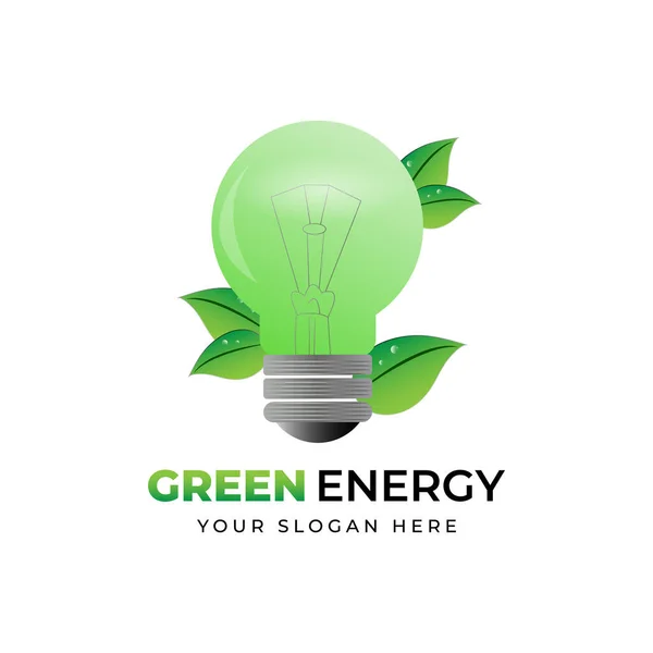 Eco Light Bulb Leaf Logo Design Vector Template — Stock Vector