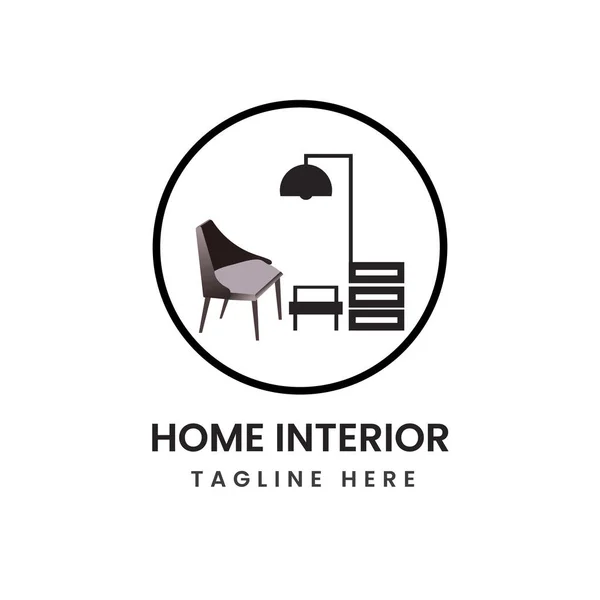 Design Logotipo Vetor Interior Doméstico Moderno Com Eletricidade Lâmpada —  Vetores de Stock