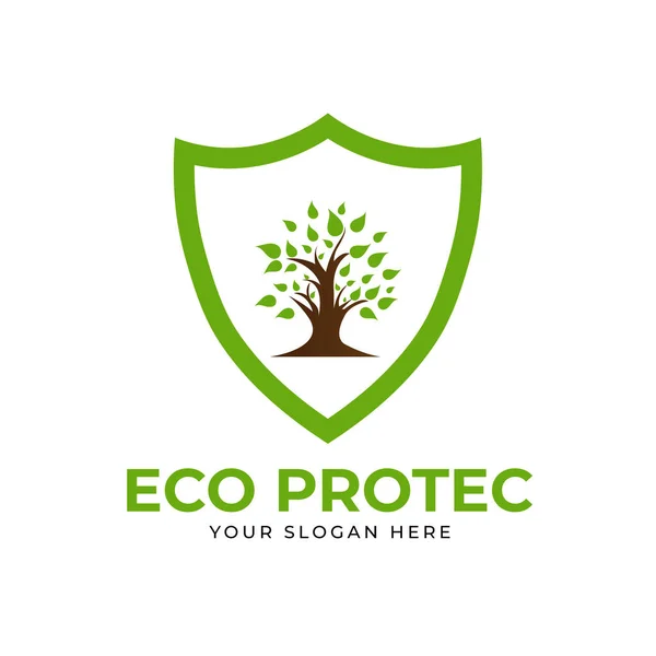 Eco Proteger Modelo Vetor Design Logotipo —  Vetores de Stock