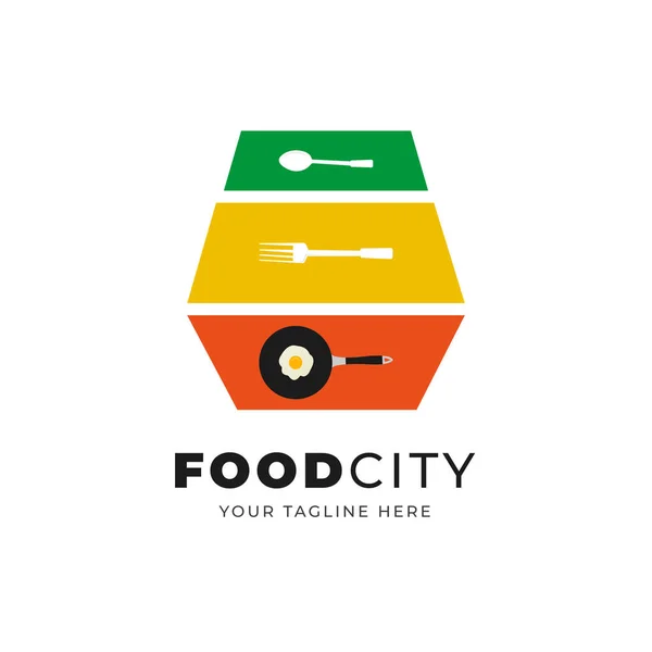 Modello Vettoriale Progettazione Logo Della Città Alimentare — Vettoriale Stock