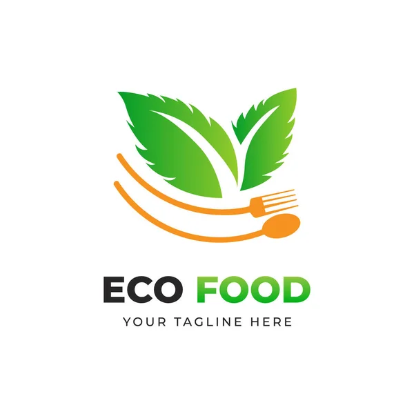 Eco Ruoka Logo Suunnittelu Vektori Malli — vektorikuva