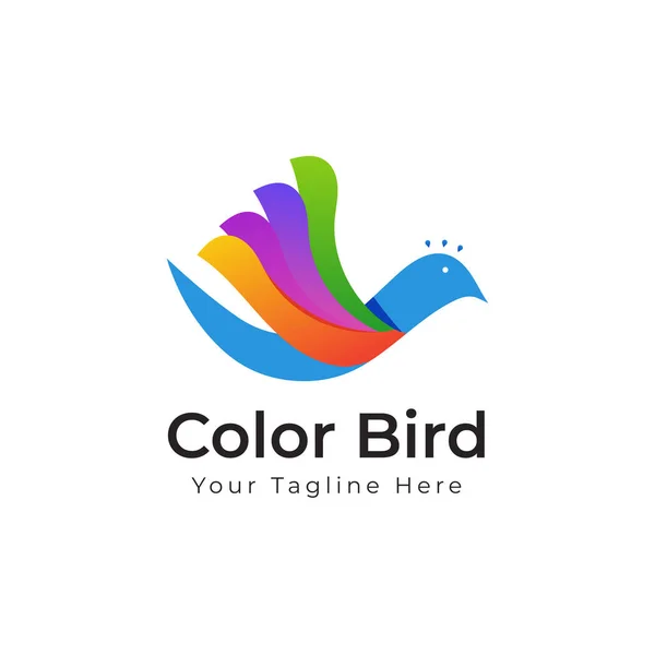Modelo Vetor Logotipo Pássaro Cor Com Estilo Colorido Gradiente —  Vetores de Stock