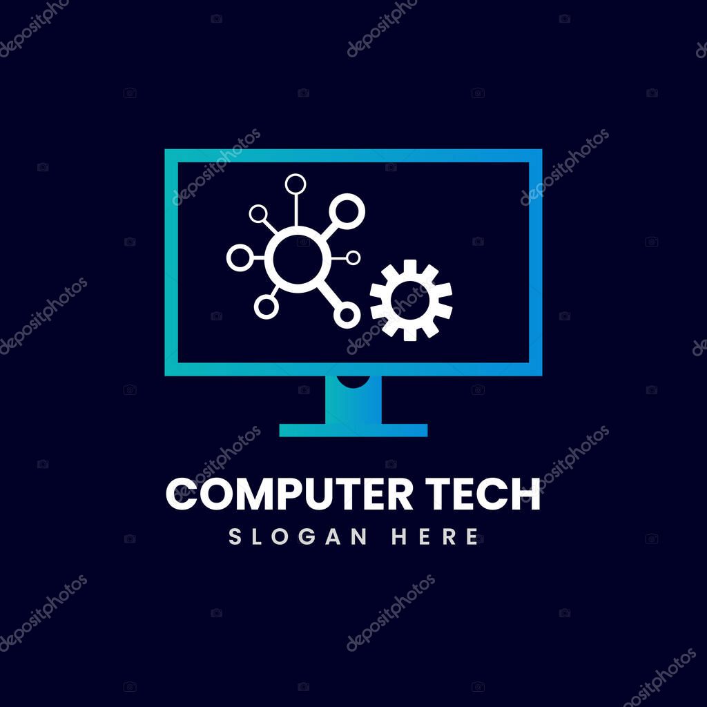 Computer tech colorful logo vector design template.