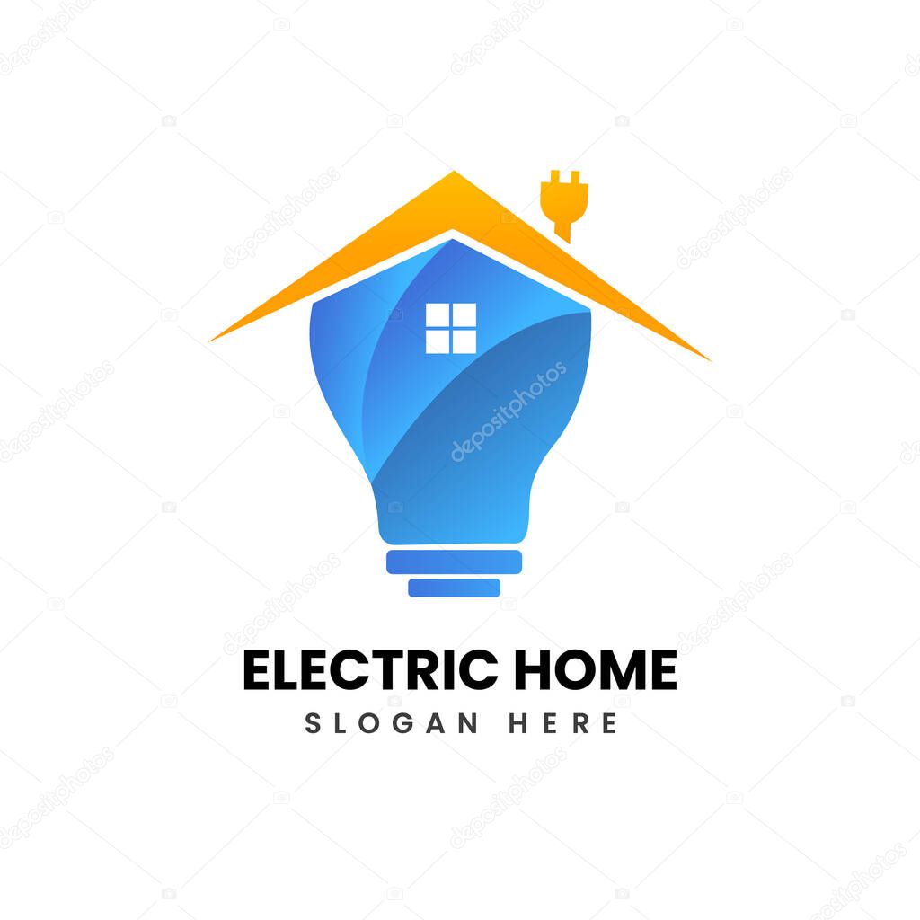 Electric home logo with plug and blub vector illustration design.