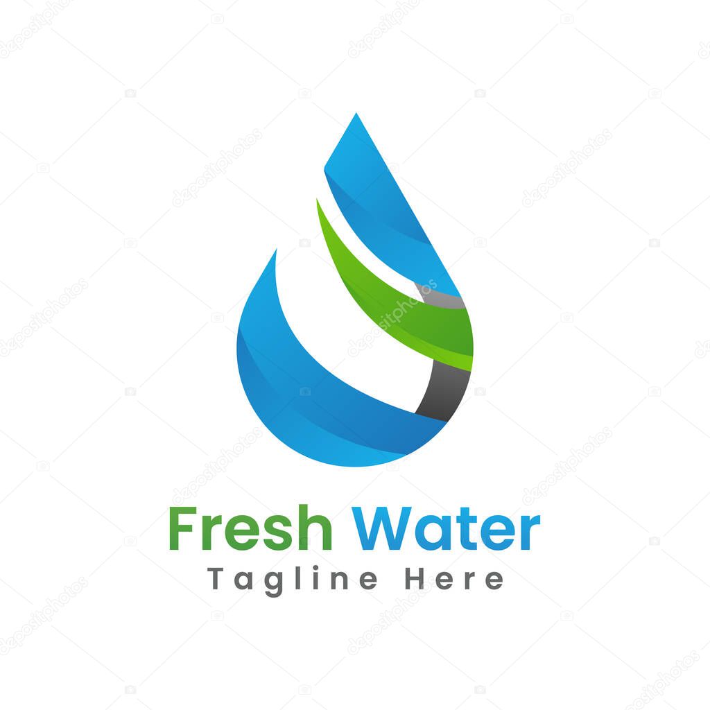 Fresh water brand logo vector template design