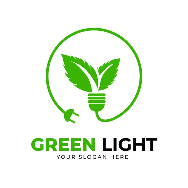 Green Light Logo Design Vector Template — Stock Vector