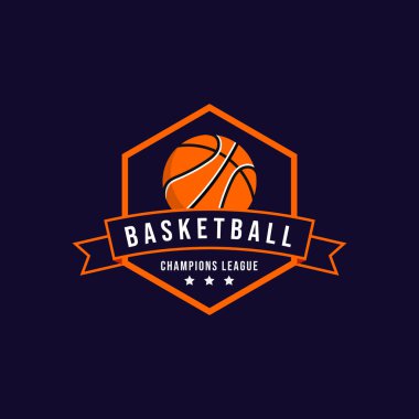 Basketbol spor logosu tasarım şablonu çizimi.