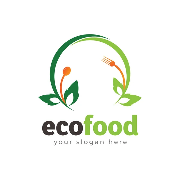 Eco Food Logo Design Vector Template — Stock Vector