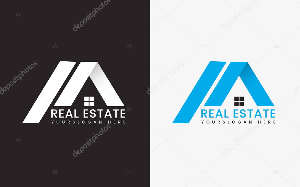 Real estate flat logo and house logo template design