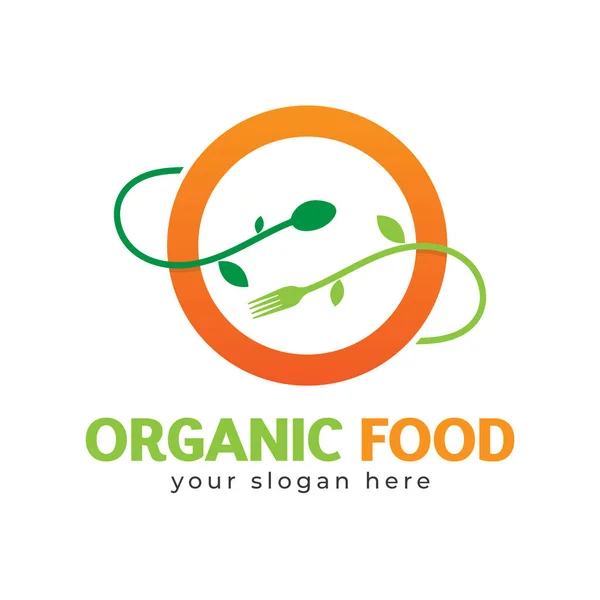 Diseño Del Logotipo Alimentos Orgánicos Vector Plantilla — Vector de stock