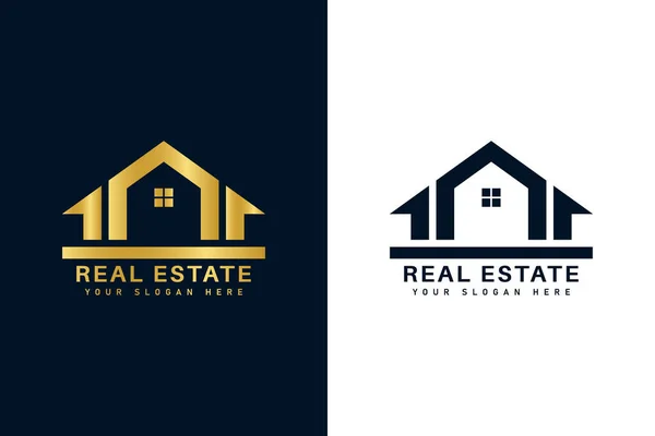 Design Modelo Logotipo Imobiliário Abstrato Com Cor Dourada —  Vetores de Stock