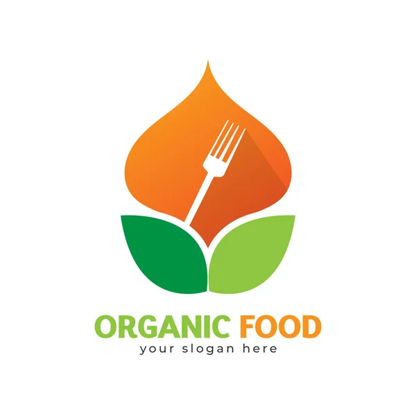 Design Logotipo Comida Orgânica Para Restaurante — Vetor de Stock