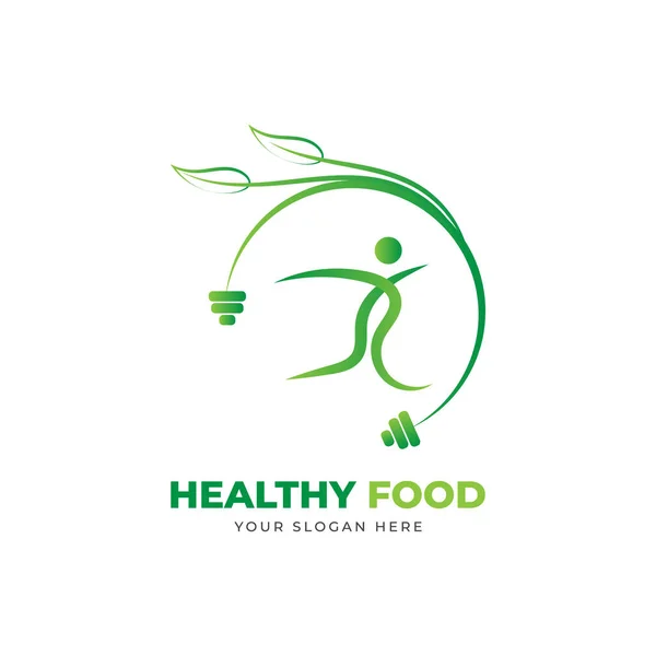 Modello Vettoriale Design Del Logo Alimentare Sano — Vettoriale Stock