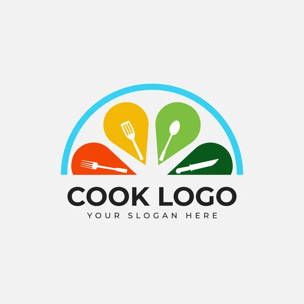 Cocina Alimentos Logotipo Diseño Vector Plantilla — Vector de stock