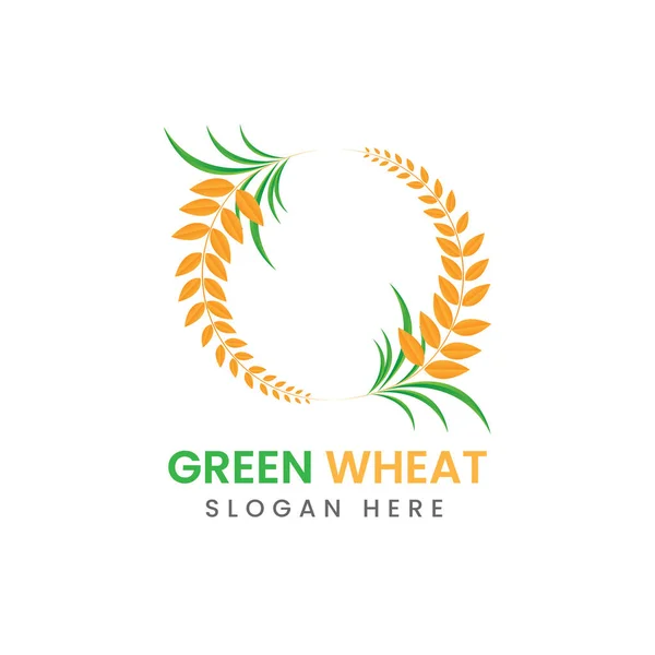 Abstract Flat Wheat Logo Design Vector Template Illustration — Stock Vector