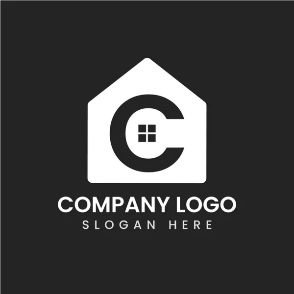 Huis Laat Logo Ontwerp Eenvoudige Lijnen Zwarte Kleur — Stockvector