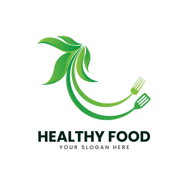 Alimentação Saudável Logotipo Modelo Design Vetor Ilustração — Vetor de Stock